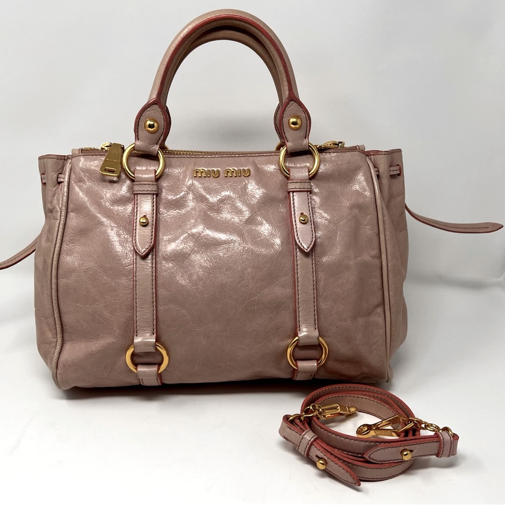 Authentic MIU MIU Leather 2Way Shoulder Hand Bag